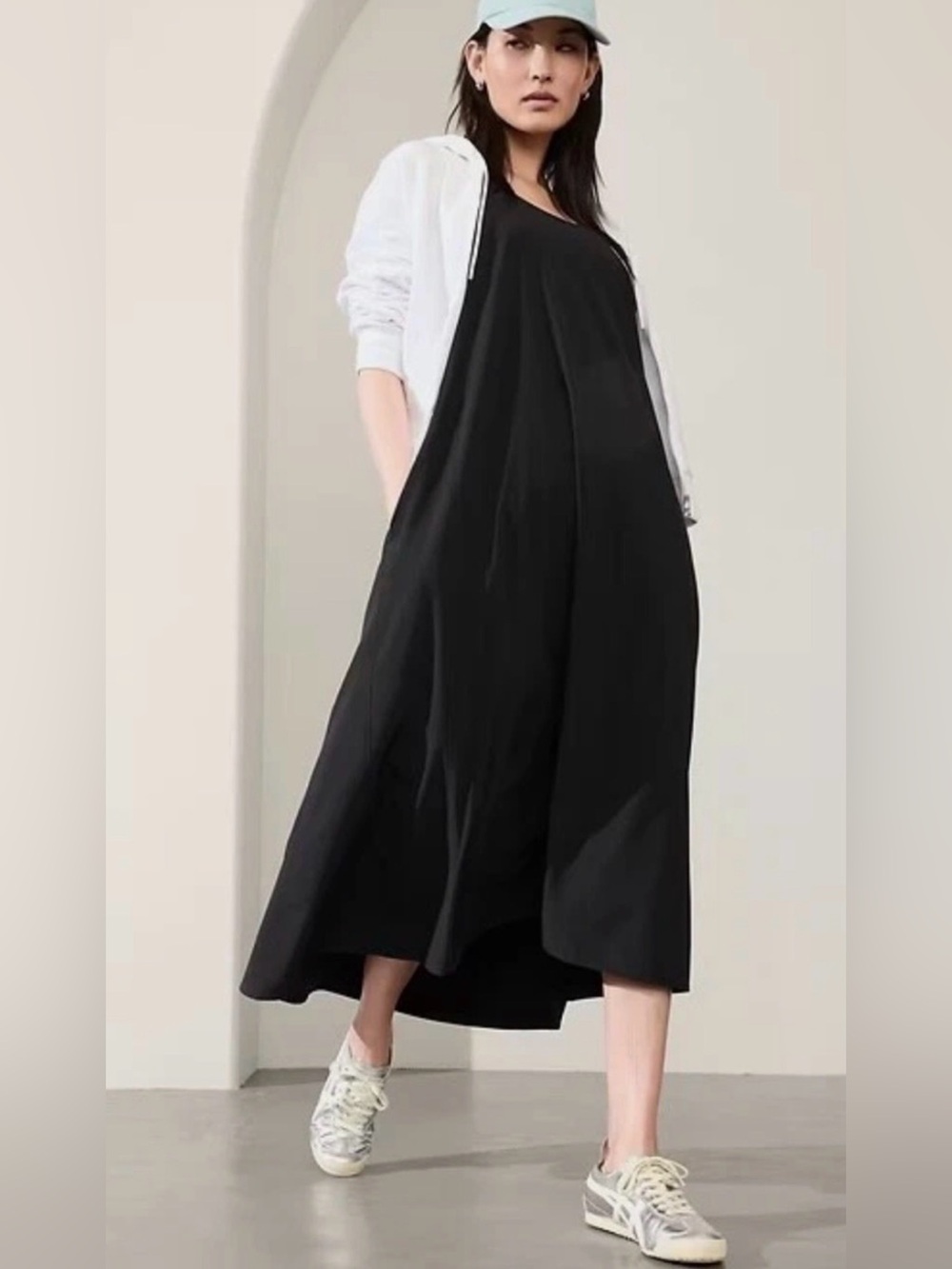 NEW ATHLETA BLACK PRESIDIO TRAVELER MAXI DRESS 824836 SZ XS